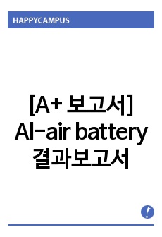 [A+ 보고서]Al-air battery 결과보고서[알루미늄 에어 배터리]