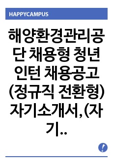 해양환경관리공단 채용형 청년인턴 채용공고(정규직 전환형)자기소개서