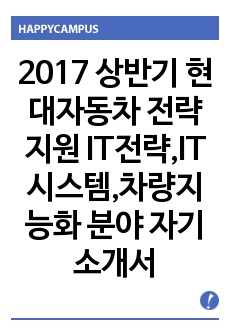 2017 상반기 현대자동차 전략지원 IT전략,IT시스템,차량지능화 분야 자기소개서