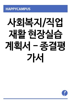 현장실습계획서-종결평가서(현장실습/직업재활/사회복지/아동복지)