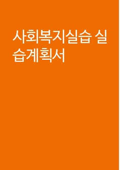 사회복지실습 실습계획서