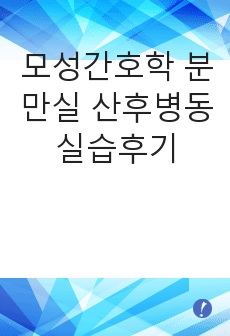 모성간호학 분만실 산후병동 실습후기