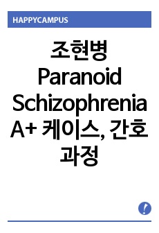 조현병 Paranoid Schizophrenia A+ 케이스, 간호과정