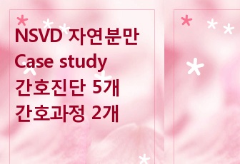 NSVD 자연분만 case study이며 간호진단 5개, 간호과정은 2개입니다