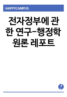 전자정부에 관한 연구-행정학원론 레포트