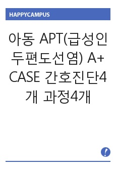 아동 APT급성인두편도선염 A+CASE 간호진단4개 과정4개