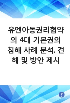 [A+] 유엔아동권리협약의 4대 기본권의 침해 사례 분석, 견해 및 방안 제시