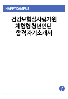 건강보험심사평가원 체험형 청년인턴 합격 자기소개서