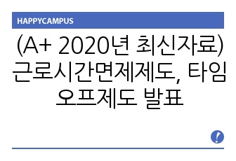 (A+ 2020년 최신자료) 근로시간면제제도, 타임오프제도 발표