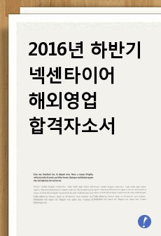 2016년 하반기 넥센타이어 해외영업 합격자소서(각 문항 당 800자)