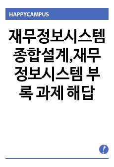 재무정보시스템 종합설계,재무정보시스템 부록 과제 해답