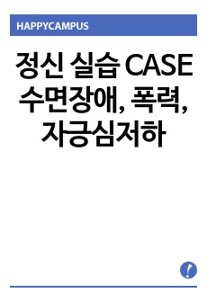 정신 실습 CASE 수면장애, 폭력, 자긍심저하