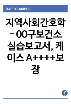 지역사회간호학 - 00구보건소 실습보고서, 케이스 A++++보장