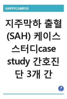 지주막하 출혈 (SAH) 케이스스터디case study 간호진단 3개 간호과정 1개