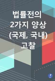 법률전의 2가지 양상(국제, 국내) 고찰