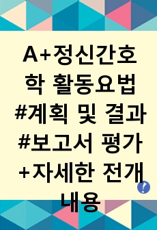 정신간호학 활동요법 계획 및 결과보고서 평가