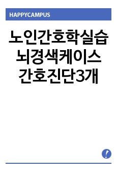 노인간호학실습 뇌경색케이스 간호진단3개