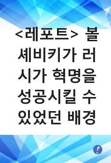 <레포트> 볼셰비키가 러시가 혁명을 성공시킬 수 있었던 배경