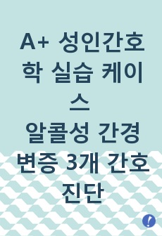 A+ 성인간호학 실습 케이스 CASE STUDY 알콜성 간경변증 3개 간호진단 2개 간호과정, 전해질 불균형의 위험성, 불안