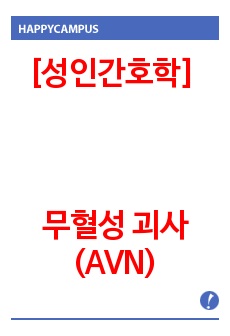 [성인간호학] 무혈성 괴사 (avascular necrosis, AVN) 케이스 스터디 CASE STUDY 간호과정