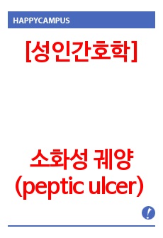 [성인간호학] 소화성 궤양 (peptic ulcer) 케이스 스터디 CASE STUDY 간호과정