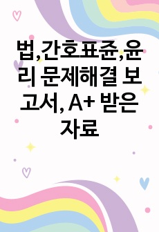 법,간호표쥰,윤리 문제해결 보고서, A+ 받은 자료