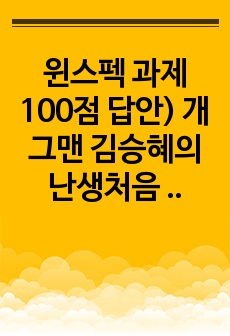 윈스펙 과제 100점 답안) 개그맨 김승혜의 난생처음 재무회계 과제