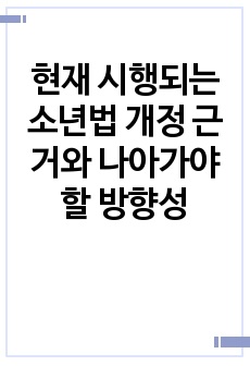 현재 시행되는 소년법 개정 근거와 나아가야 할 방향성