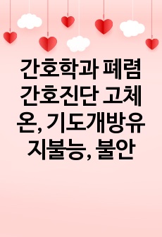 간호학과 폐렴 간호진단 고체온, 기도개방유지불능, 불안