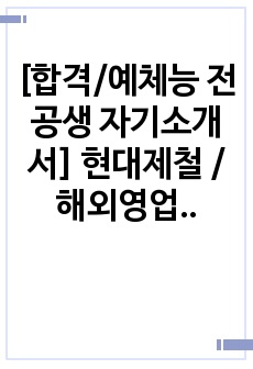 [합격/예체능 전공생 자기소개서] 현대제철 / 해외영업 직무 / 신입(4년 대졸) / 합격스펙 정보