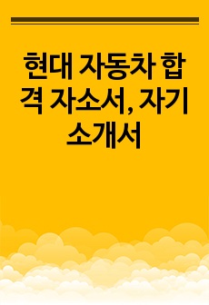 현대 자동차 합격 자소서, 자기소개서