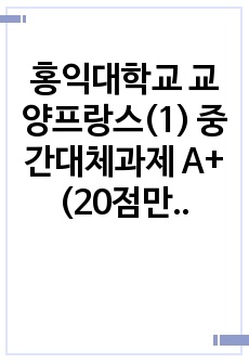 홍익대학교 교양프랑스(1) 중간대체과제 A+ (20점만점)