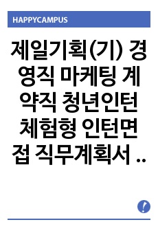 제일기획(기) 경영직 마케팅 계약직 청년인턴 체험형 인턴면접 직무계획서 자기소개서작성성공패턴 자소서입력항목분석 지원동기작성요령