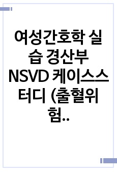 여성간호학 실습 경산부 NSVD 케이스스터디 (출혈위험성, 감염위험성)