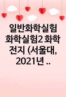 일반화학실험 화학실험2 화학전지 (서울대 자연대생, 2021년 2학기)