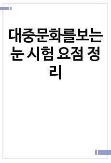 대중문화를보는눈 시험 요점 정리