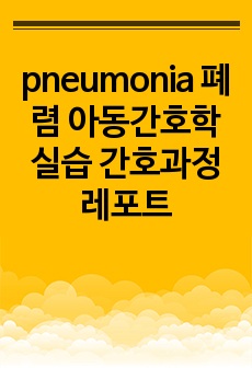 pneumonia 폐렴 아동간호학실습 간호과정 레포트