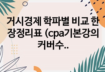 거시경제 학파별 비교 한장정리표 (cpa기본강의 커버수준)