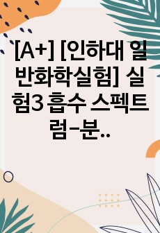 [A+][인하대 일반화학실험] 실험3 흡수 스펙트럼-분광광도법 예비보고서