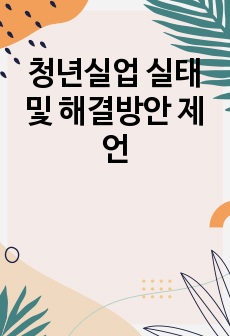 청년실업 실태 및 해결방안 제언