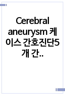 Cerebral aneurysm 케이스 간호진단5개 간호과정1개