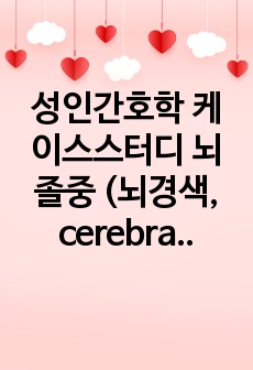 성인간호학 케이스스터디 뇌졸중 (뇌경색, cerebral infarction) 간호진단 2개 간호과정 각 5,6개