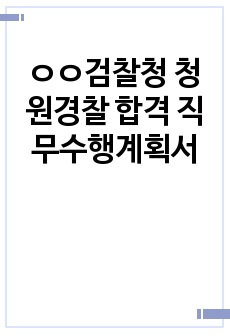 ㅇㅇ검찰청 청원경찰 합격 직무수행계획서