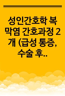 성인간호학 복막염 간호과정 2개 (급성 통증, 수술 후 회복지연의 위험)