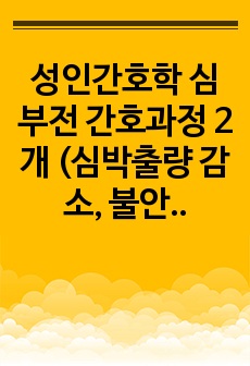 성인간호학 심부전 간호과정 2개 (심박출량 감소, 불안) + 추가 간호진단 1개