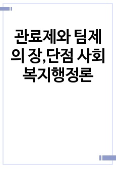 관료제와 팀제의 장,단점 사회복지행정론