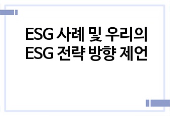 ESG 사례 및 우리의 ESG 전략 방향 제언