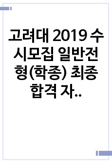 고려대 2019 수시모집 일반전형(학종) 최종 합격 자기소개서