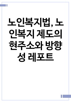 노인복지법, 노인복지 제도의 현주소와 방향성 레포트