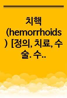 치핵(hemorrhoids) [정의, 치료, 수술. 수술 후 간호]